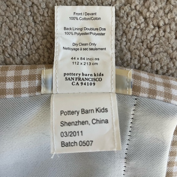 Pottery Barn Kids Cream and Tan Gingham Blackout Curtains - set of 2 - Picture 5 of 5